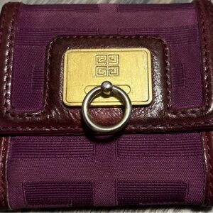 Vintage Givenchy burgundy jacquard and leather compact